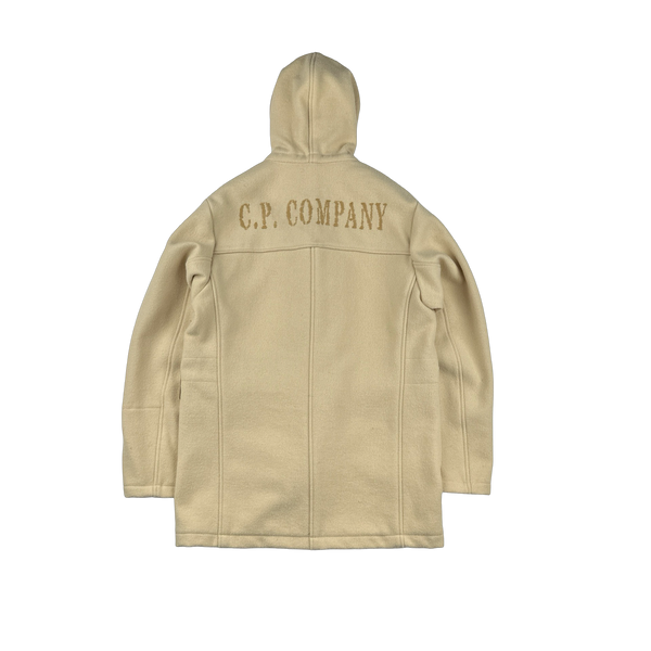 CP Company Tan Wool Spellout Watch Viewer Duffle Jacket - Medium, Large, XL