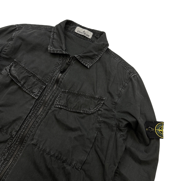 Stone Island 2022 Black Cotton Zipped Overshirt - Medium