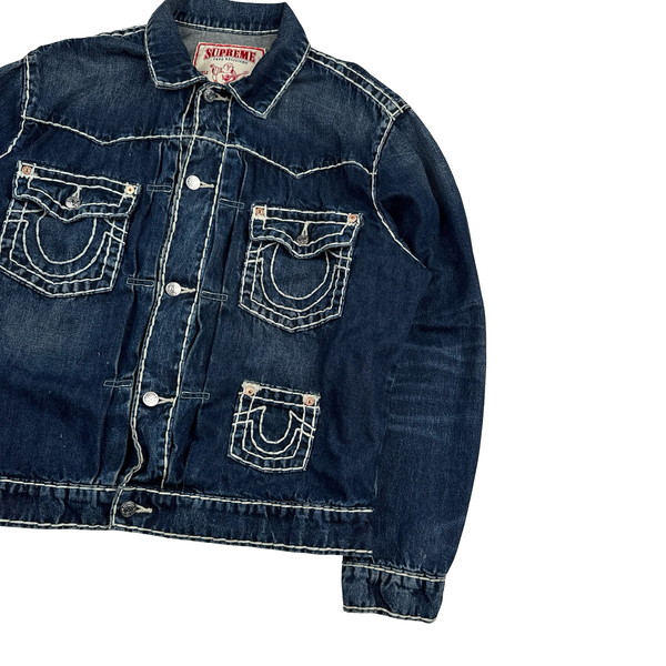 Supreme X True Religion Blue Contrast Stitch Denim Jacket - Medium