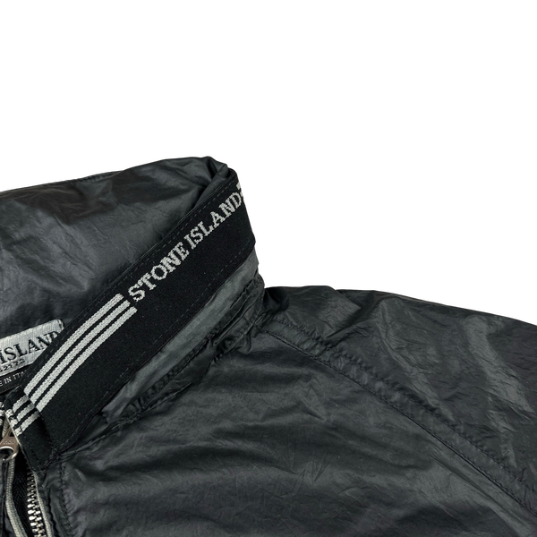 Stone Island 2005 Vintage Grey Nylon Zipped Spellout Collar Jacket - Medium