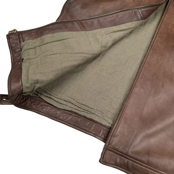 Ralph Lauren Brown Heavyweight Leather Jacket - Large