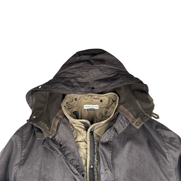 Stone Island 2005 Charcoal Lino Flax Dutch Rope Liner Jacket - XL