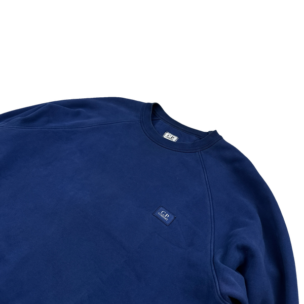 CP Company Blue Cotton Crewneck Patch Jumper - XL