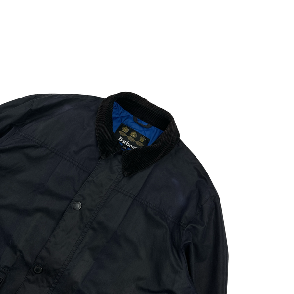 Barbour Navy Cotton Quilted Lined Wax Field Jacket - XXL