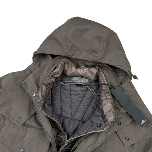 Stone Island 2022 O-Ventile Grey Ghost Piece Down Dutch Rope Puffer Jacket - Large