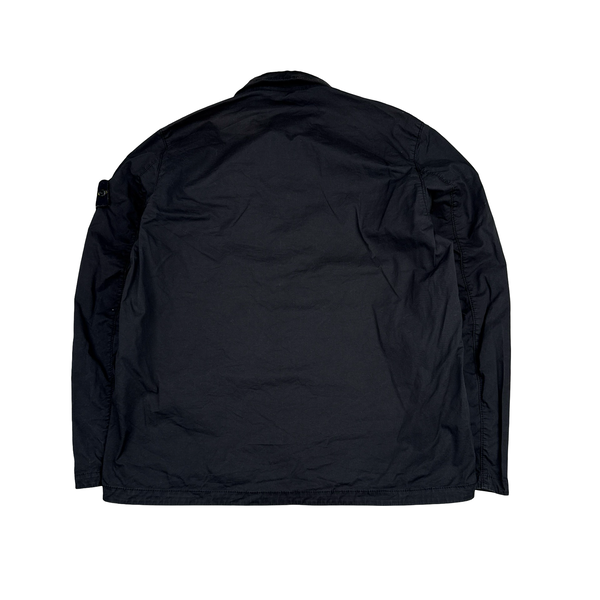 Stone Island 2023 Black Supima Cotton Twill Zipped Overshirt - Large