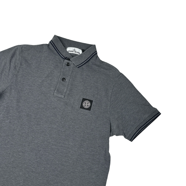 Stone Island 2018 Dark Grey Black Piped Polo Shirt - Large