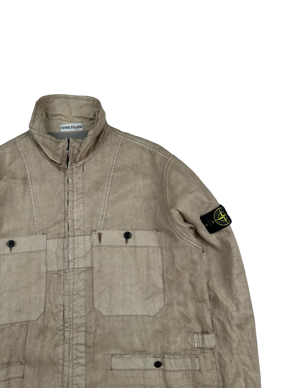 Stone Island 2002 Vintage Tan Lino Flax Jacket - XL