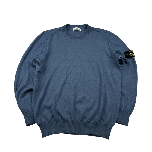 Stone Island 2020 Blue Crewneck Wool Knit Jumper - XXL