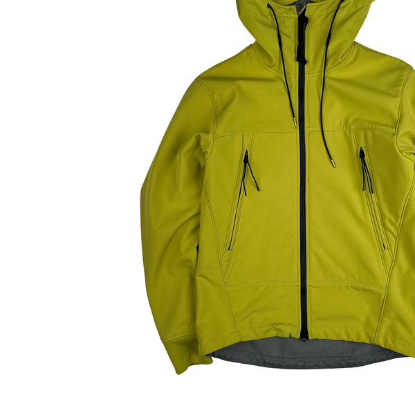 CP Company Yellow Soft Shell Goggle Hooded Zipped Jacket - Small