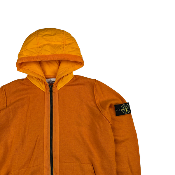 Stone Island 2017 Orange Nylon Hood Knit Zipped Jumper - XL