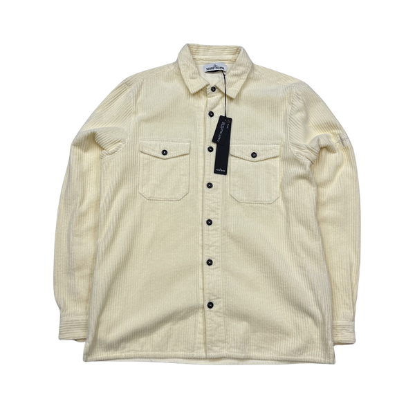 Stone Island AW2020 White Jumbo Cord Shirt - Large