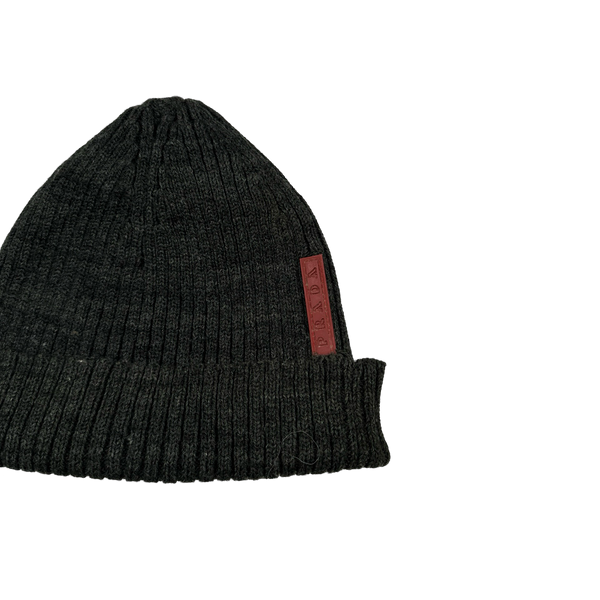 Prada Tab Charcoal Wool Spellout Tab Beanie