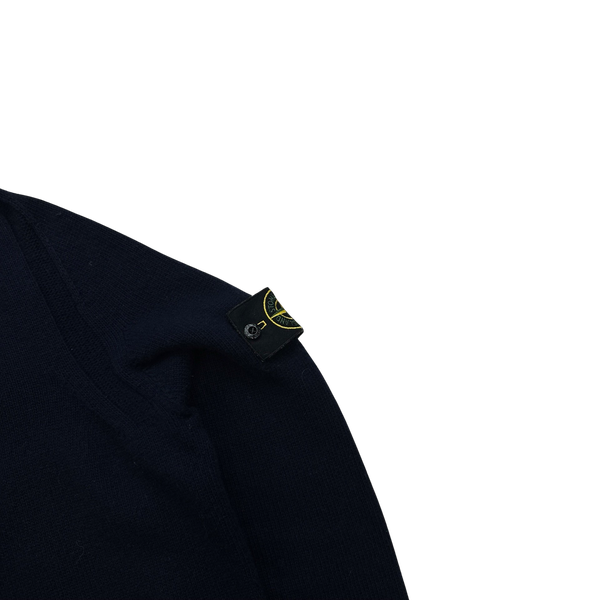 Stone Island 2018 Dark Navy Lambswool Quarter Zip Pullover - Medium