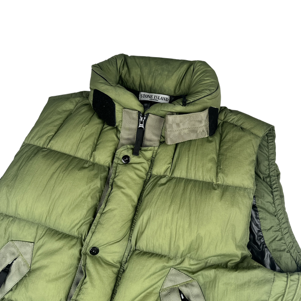 Stone Island 2010 Green Opaque Nylon Tela Down Gilet - XL