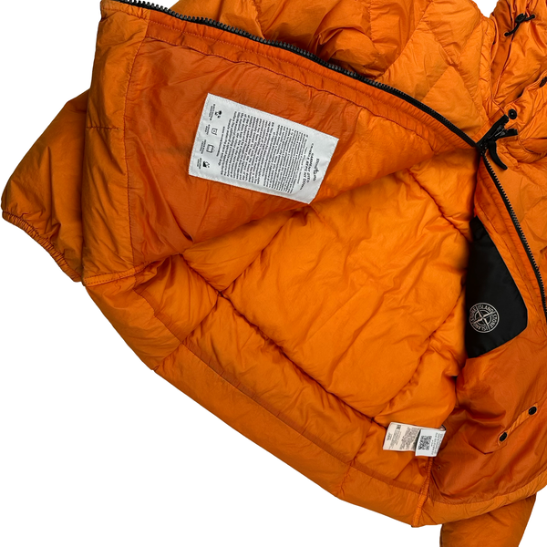 Stone Island 2019 Orange Down Garment Dyed Crinkle Reps Puffer Jacket - Medium