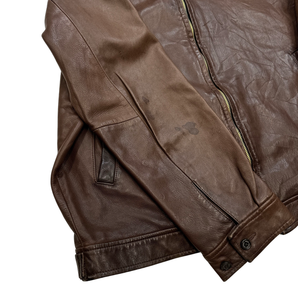 Ralph Lauren Brown Heavyweight Leather Jacket - Large