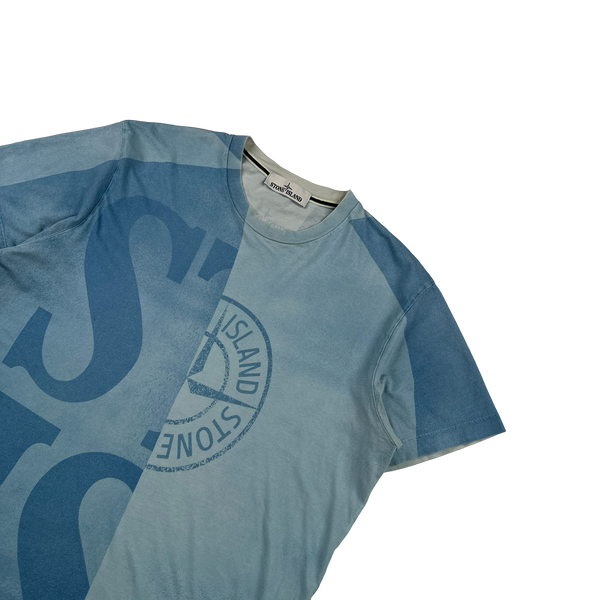 Stone Island Blue Two Tone Isola Di Pielia T Shirt - Large