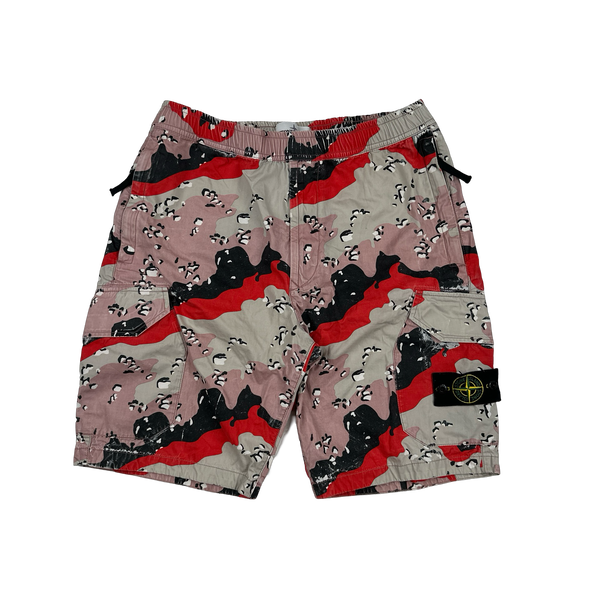 Stone Island 2020 3C+PU Desert Camo Cargo Shorts - 31"