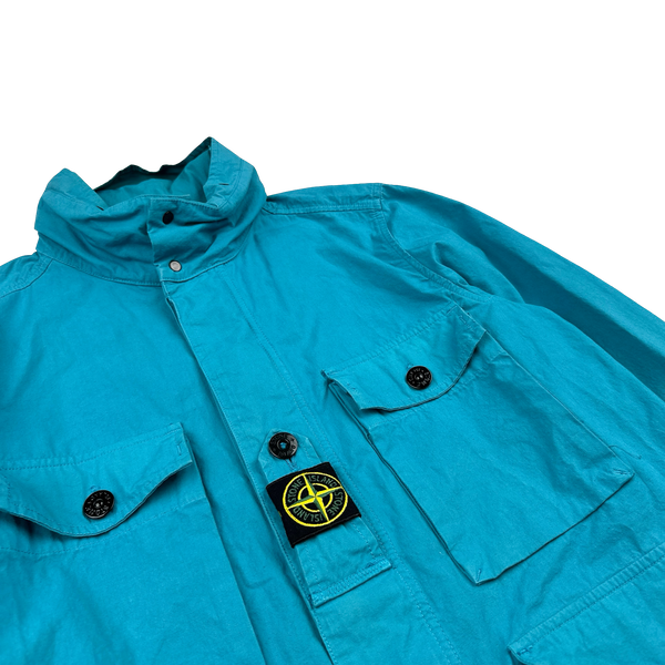 Stone Island 2020 Blue Cotton Cordura Centre Badge Field Jacket - Medium