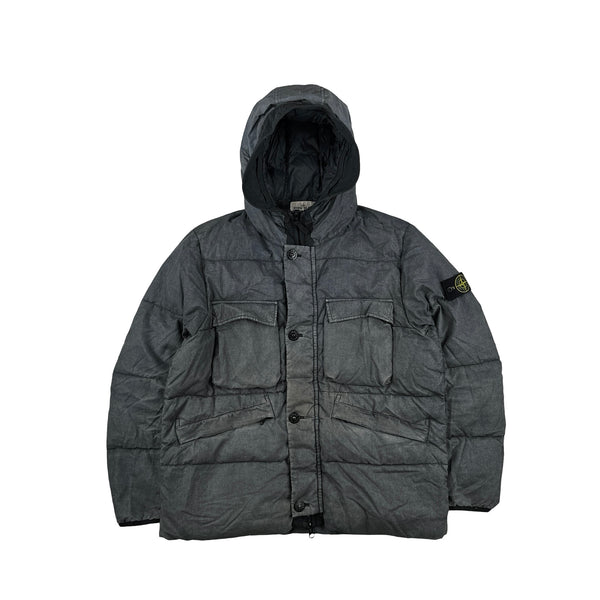 Stone Island 2018 Grey Lino Resinato Down-TC Puffer Jacket - XXL