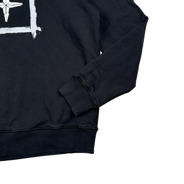 Stone Island 2021 Black Compass Pullover Cotton Hoodie - XL