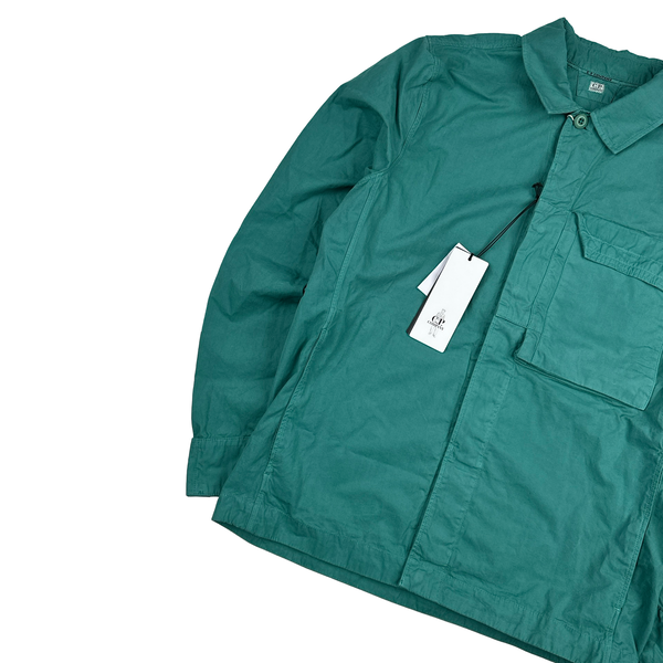 CP Company Heavy Popeline Turquoise Zipped Overshirt - Medium