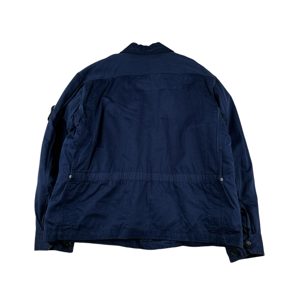 Stone Island 1996 Blue Raso Gommato Dutch Rope Vintage Jacket - Large