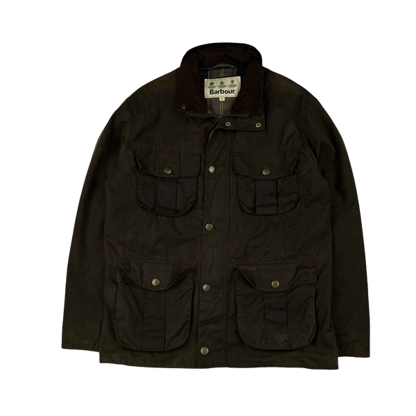 Barbour Corbridge Brown Cotton Flannel Lined Wax Field Jacket - Small