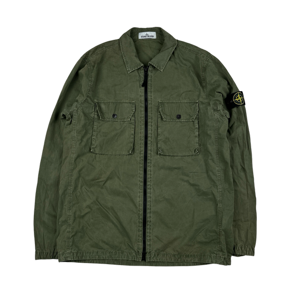 Stone Island 2021 Green Cotton Double Pocket Overshirt - XL