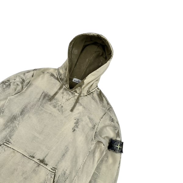 Stone Island 2017 Khaki Hand Corrosion Pullover Hoodie - Medium