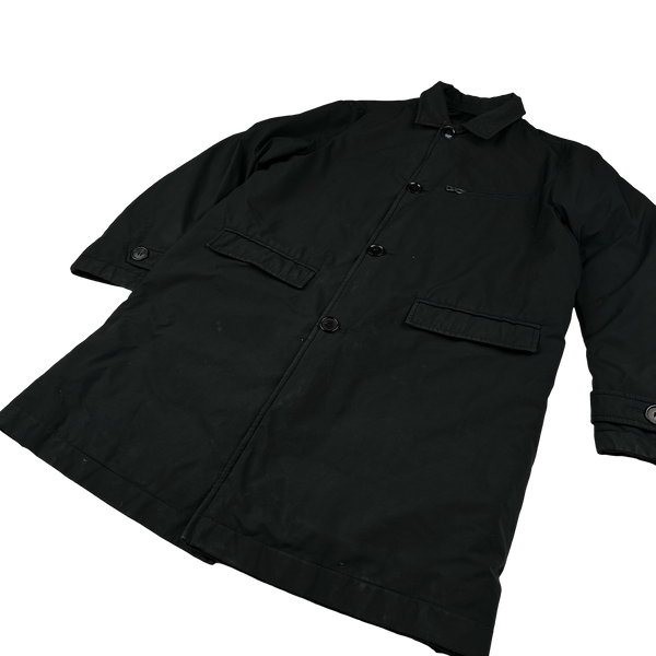Prada Black Nylon Spellout Tab Padded Reversible Jacket - Large