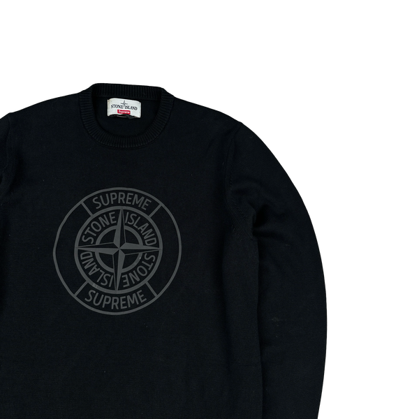 Stone Island x Supreme Thick Cotton Reflective Spellout Knit Jumper - Medium