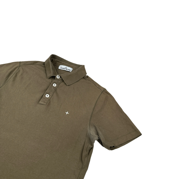 Stone Island 2019 Khaki Stellina Cotton Polo Shirt - Large