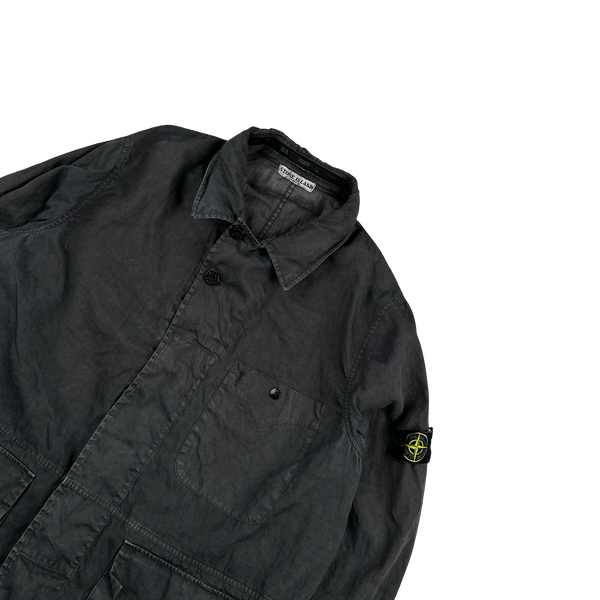 Stone Island 2005 Vintage Grey Lino Flax Overshirt Jacket - XXL