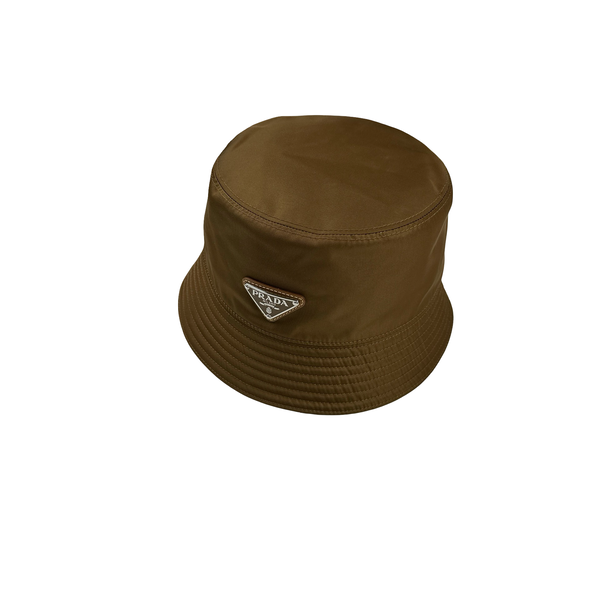 PRADA RE-NYLON BUCKET HAT BROWN “XLサイズ” Prada RE Nylon Brown Spellout Logo Bucket Hat - Medium