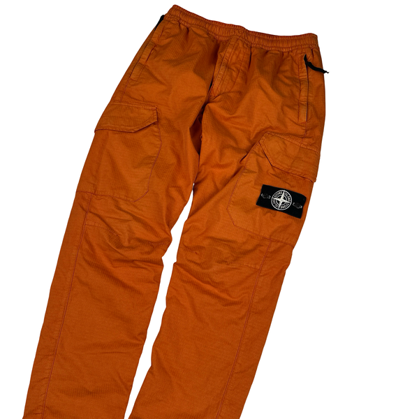 Stone Island 2019 Orange Reflective Weave Cargo Trousers - 30"