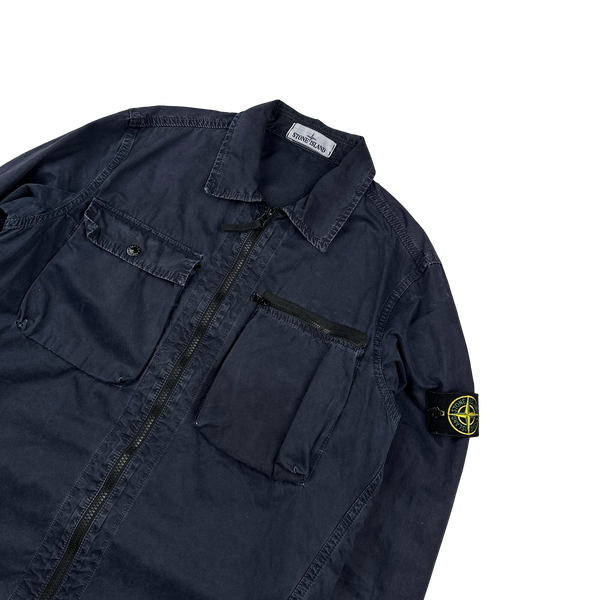 Stone Island 2017 Navy Garment Dyed Overshirt - Medium