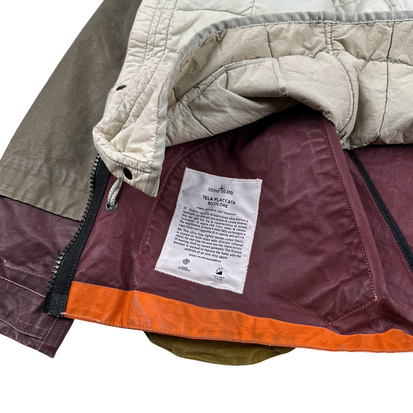 Stone Island 2019 Tela Placcata Resin Coated Bicolore Hooded Jacket - Small