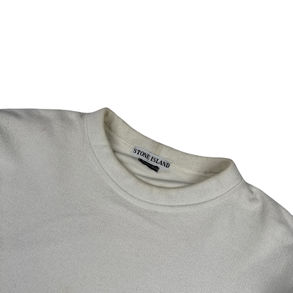 Stone Island Vintage White Fleecd Cotton Pullover Jumper - XL