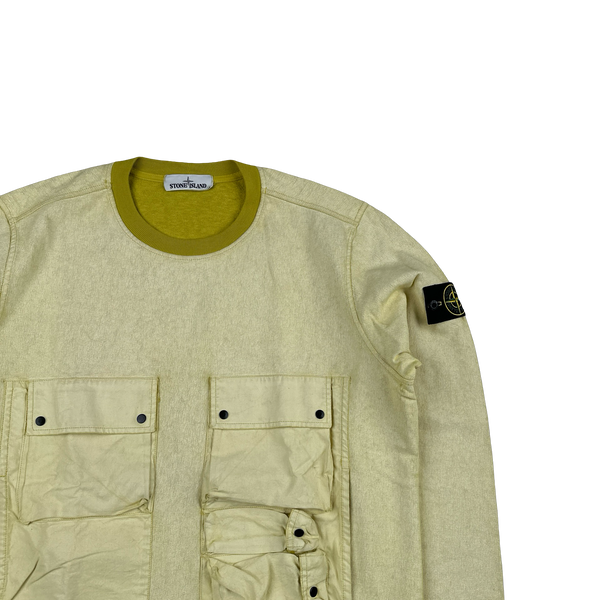 Stone Island 2020 Yellow Tela Placcata Crewneck Sweatshirt - Large