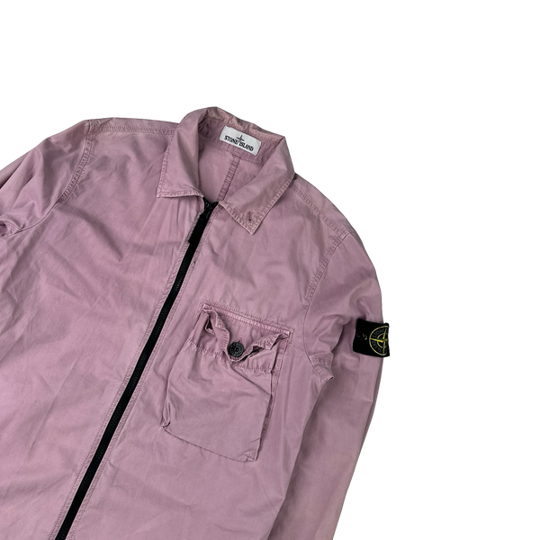 Stone Island 2020 Pink Zipped Cotton Overshirt - Small
