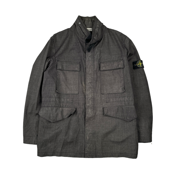 Stone Island Charcoal Lino Flax Mulitpocket Field Jacket - Medium