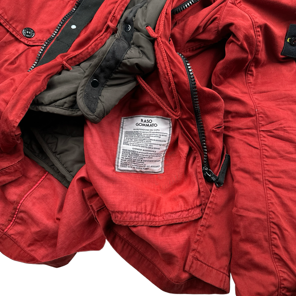 Stone Island Vintage Red Raso Gommato Dual Lined Jacket - Large