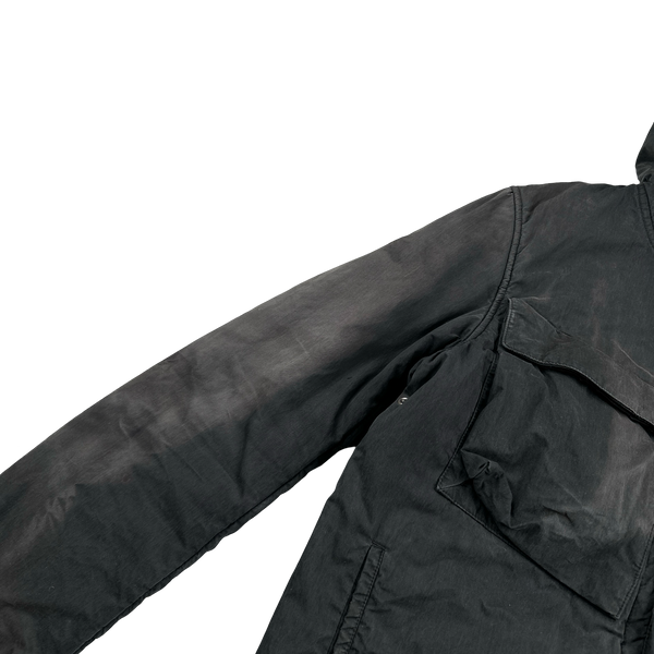 Stone Island Black Cotton Quilted Hooded Jacket - XL
