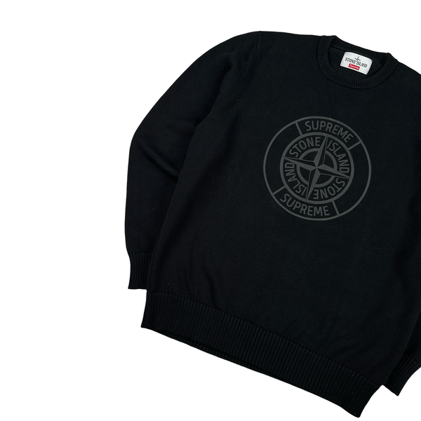 Stone Island x Supreme Thick Cotton Reflective Spellout Knit Jumper - Large