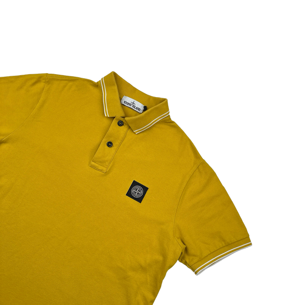 Stone Island 2019 Yellow Cotton Polo Shirt - Large