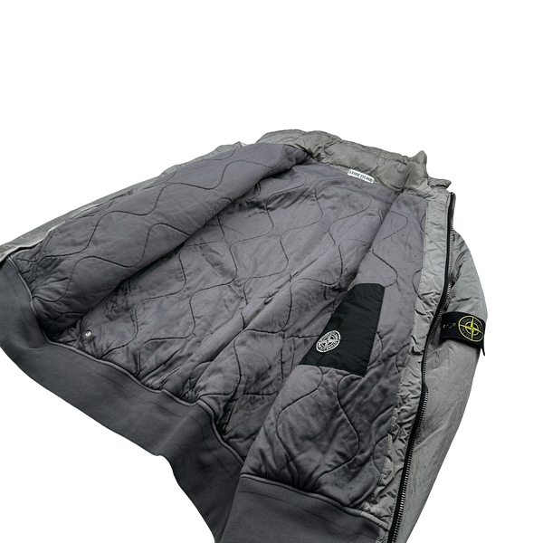 Stone Island 2008 Silver Nylon Metal Quilted Jacket - XXL