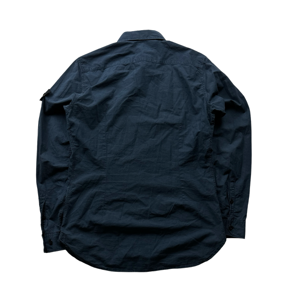 Stone Island Navy Cotton Buttoned Overshirt - Medium