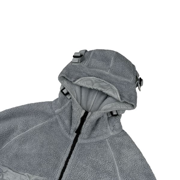 Stone Island 2021 Grey Teddy Fleece Zipped Jacket - Large